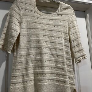 Cream Knit V-Neck Sweater
